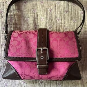 Vintage Coach Pink and Brown Shoulder Bag